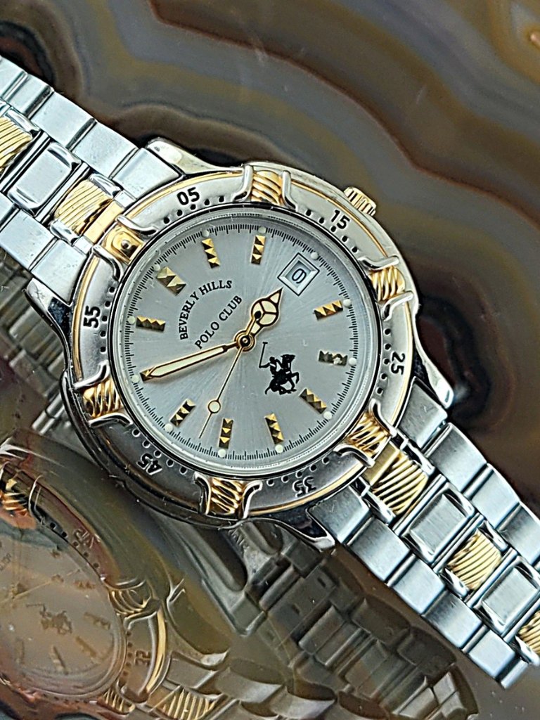 Mens Polo Gold  Silver Stainless Steel Watch